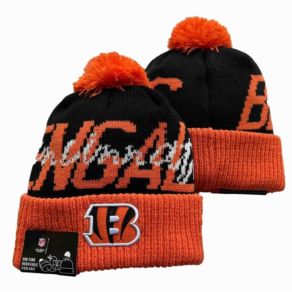 NWT Cincinnati Bengals Sports Knit Pom Beanie Fleece Lining OSFA Unisex